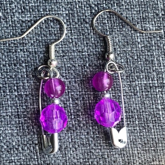 Eight Metal Beaded Gold Silver Dangle Earrings Unique Aesthetic Jewelry - Picture 8 of 9